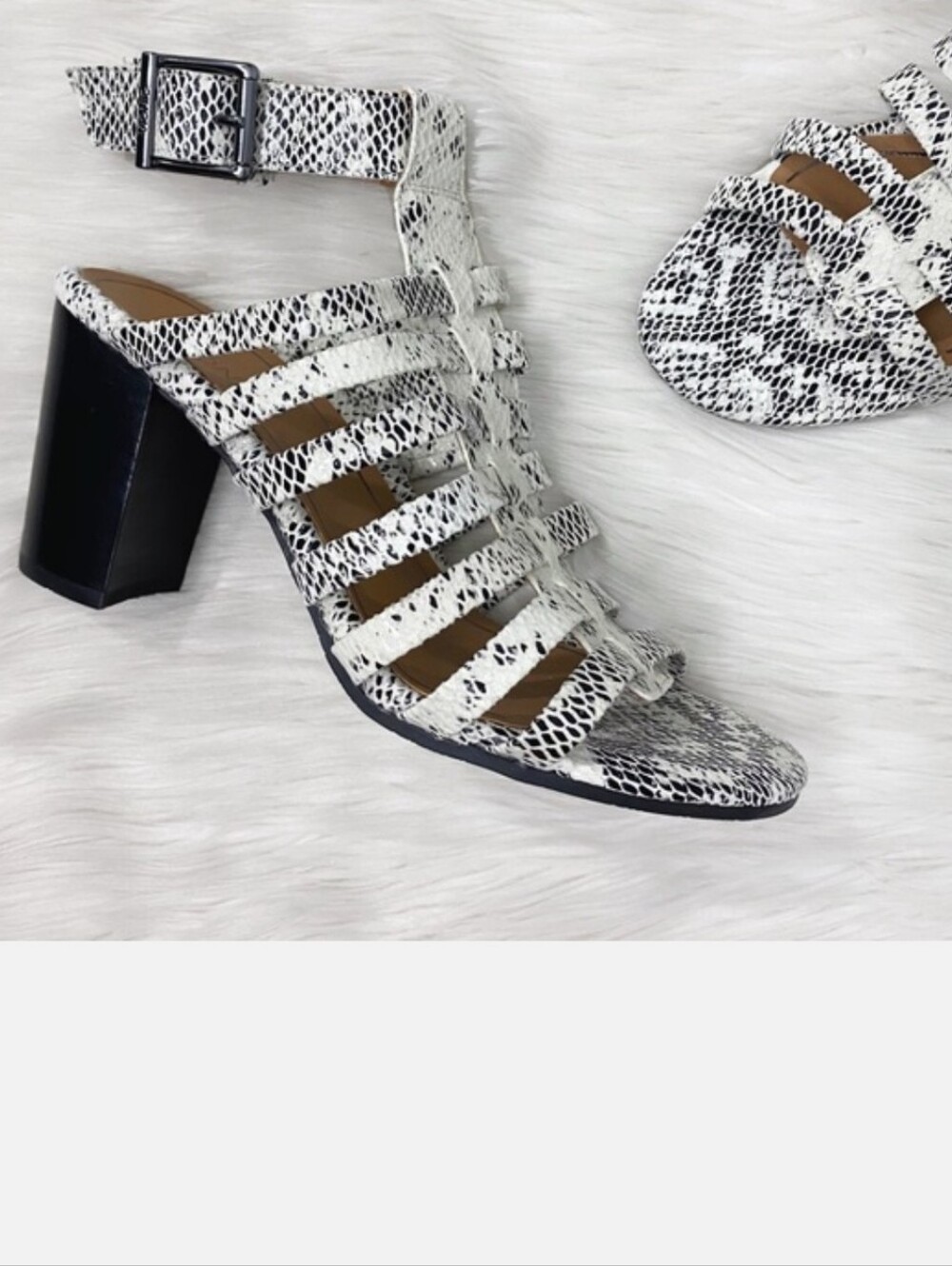 Vionic Snake Skin Print Caged Sandal Heels Shoes Size 7